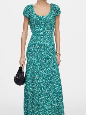 Madewell Green Ditsy Floral Puff-Sleeve Maxi Dress, 2